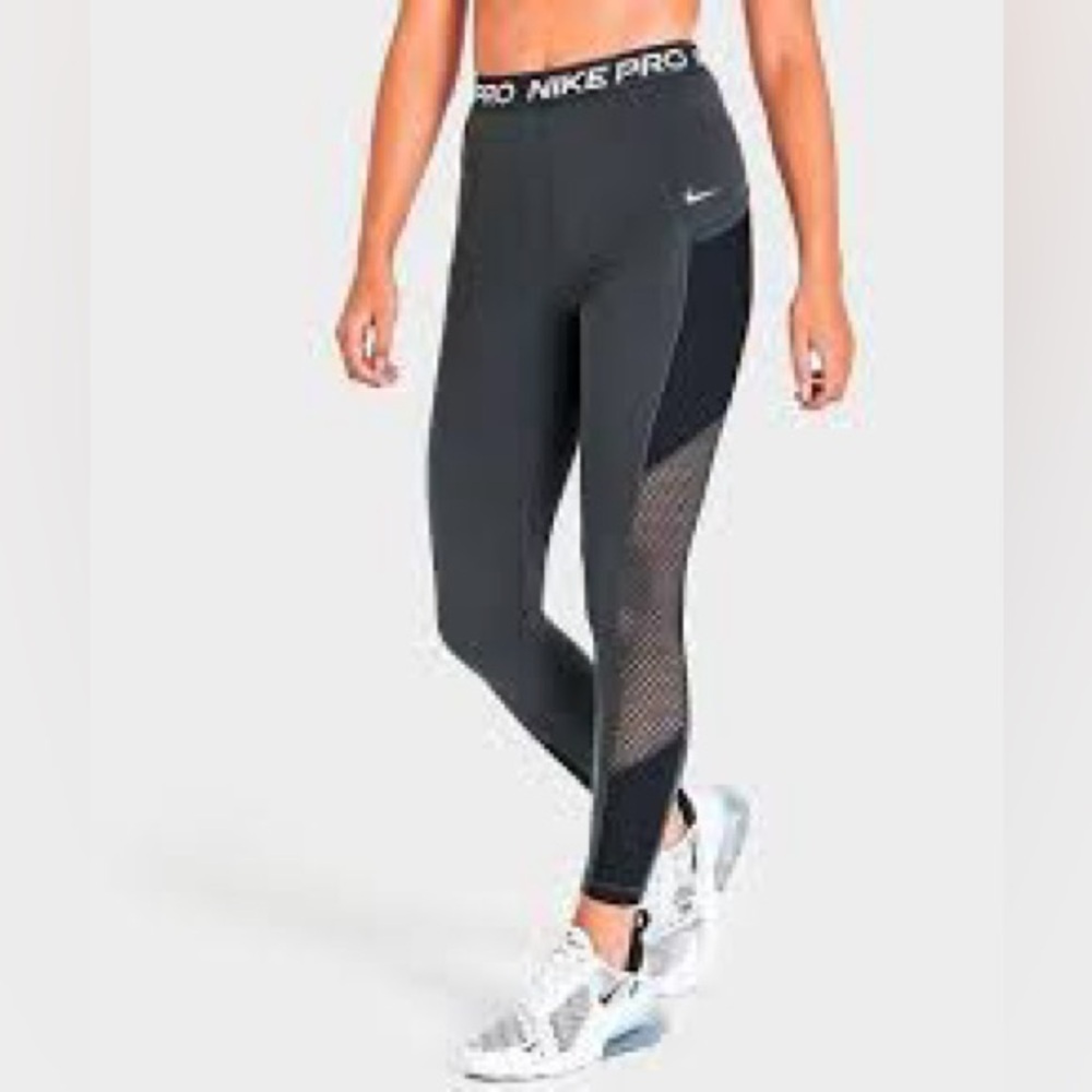 Nike Pro High Rise Crop Leggings Gray Size L Large $60 - Picture 1 of 9